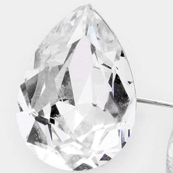 Clear Teardrop Crystal Silver Earrings by BLUE ICE - Picture 2 of 5